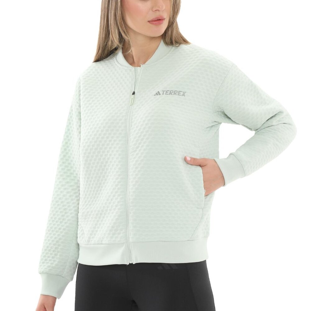 Adidas Women’s Terrex Xploric Sweater Jacket Linen Green JF9064, Size M (New) - Picture 2 of 15